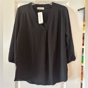 Jon & Anna Black Buttoned 3/4 Sleeve Blouse
